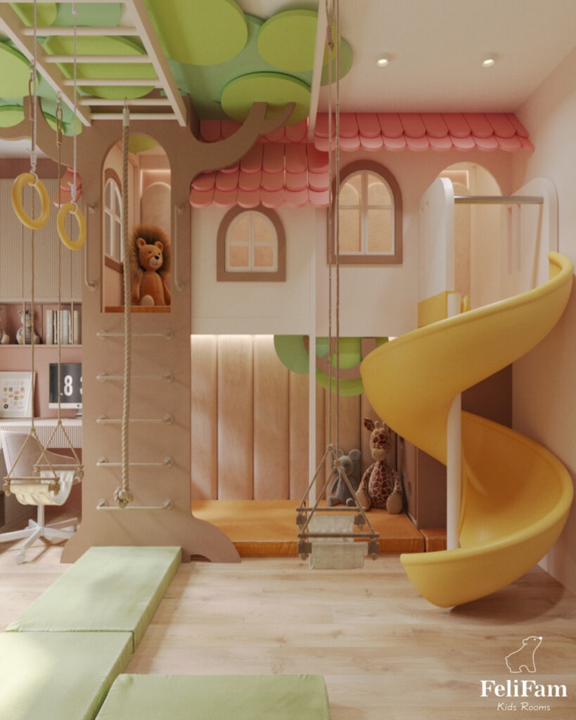 Дитяча ігрова кімната з гіркою