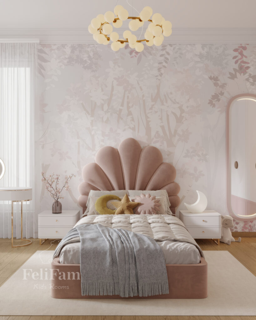 Дитяча спальня для дівчинки у ніжних тонах 